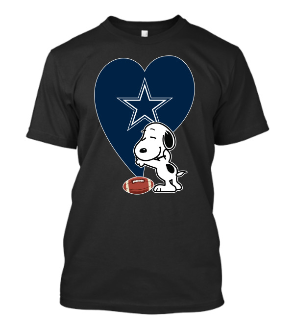 Dallas Cowboys Snoopy Heart Hug Football T-Shirt