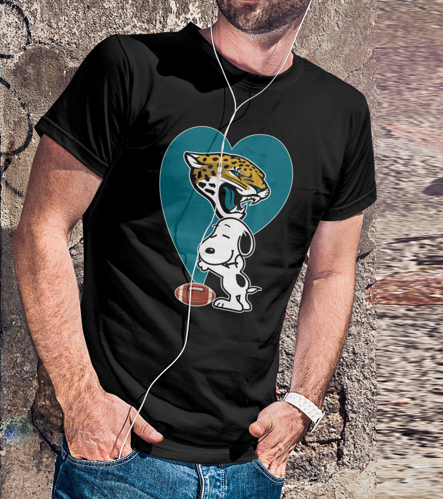 Jacksonville Jaguars Snoopy Heart Football Hug T-Shirt
