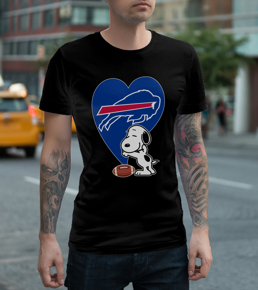 Buffalo Bills Snoopy Hug Heart Football T-Shirt