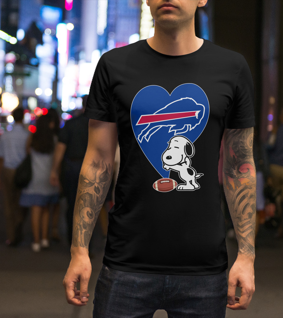 Buffalo Bills Snoopy Hug Heart Football T-Shirt