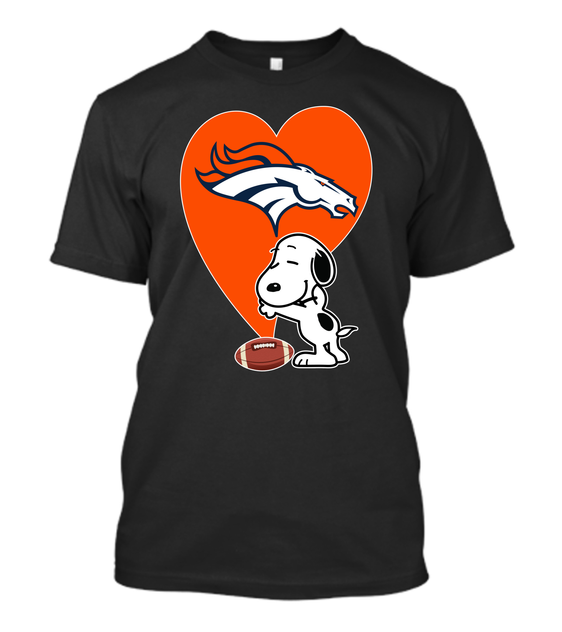Denver Broncos Snoopy Hug Heart Logo Football T-Shirt