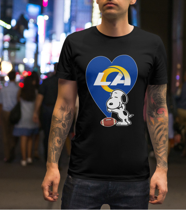 Snoopy Los Angeles Rams Football Heart Hug T-Shirt