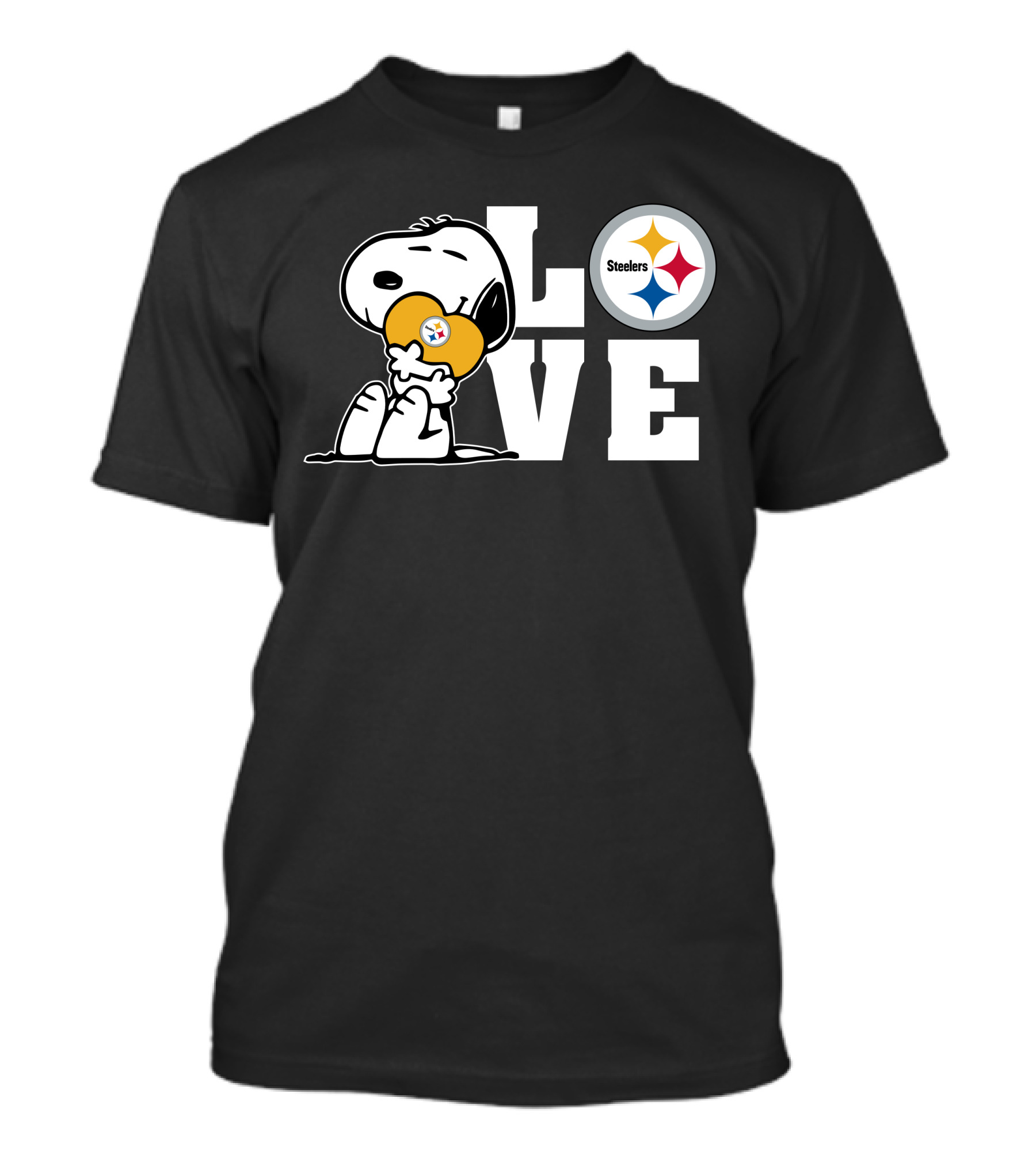Snoopy Hugging Yellow Heart Steelers Love T-Shirt