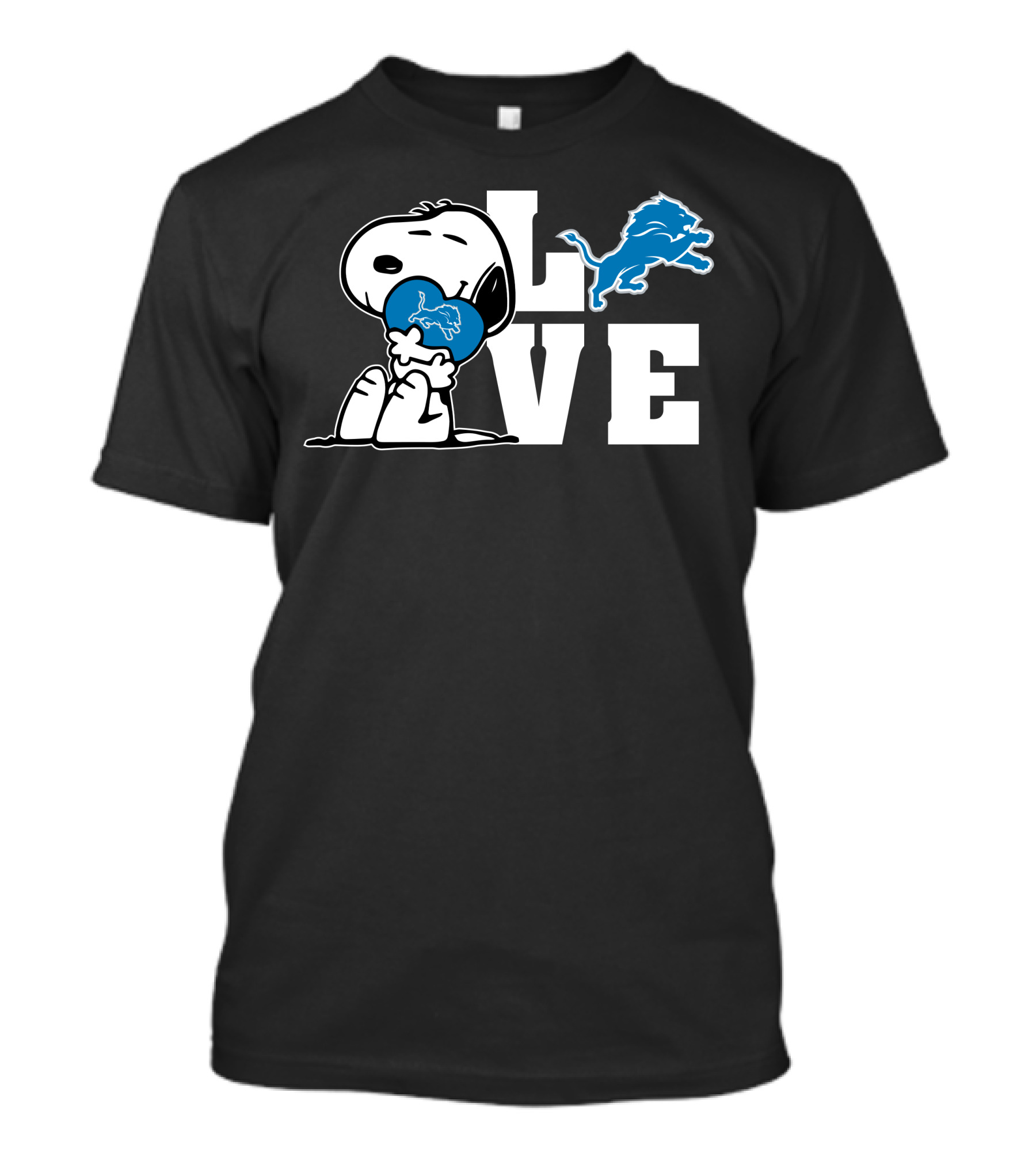 Snoopy Love Detroit Lions Peanuts Football Fan T-Shirt