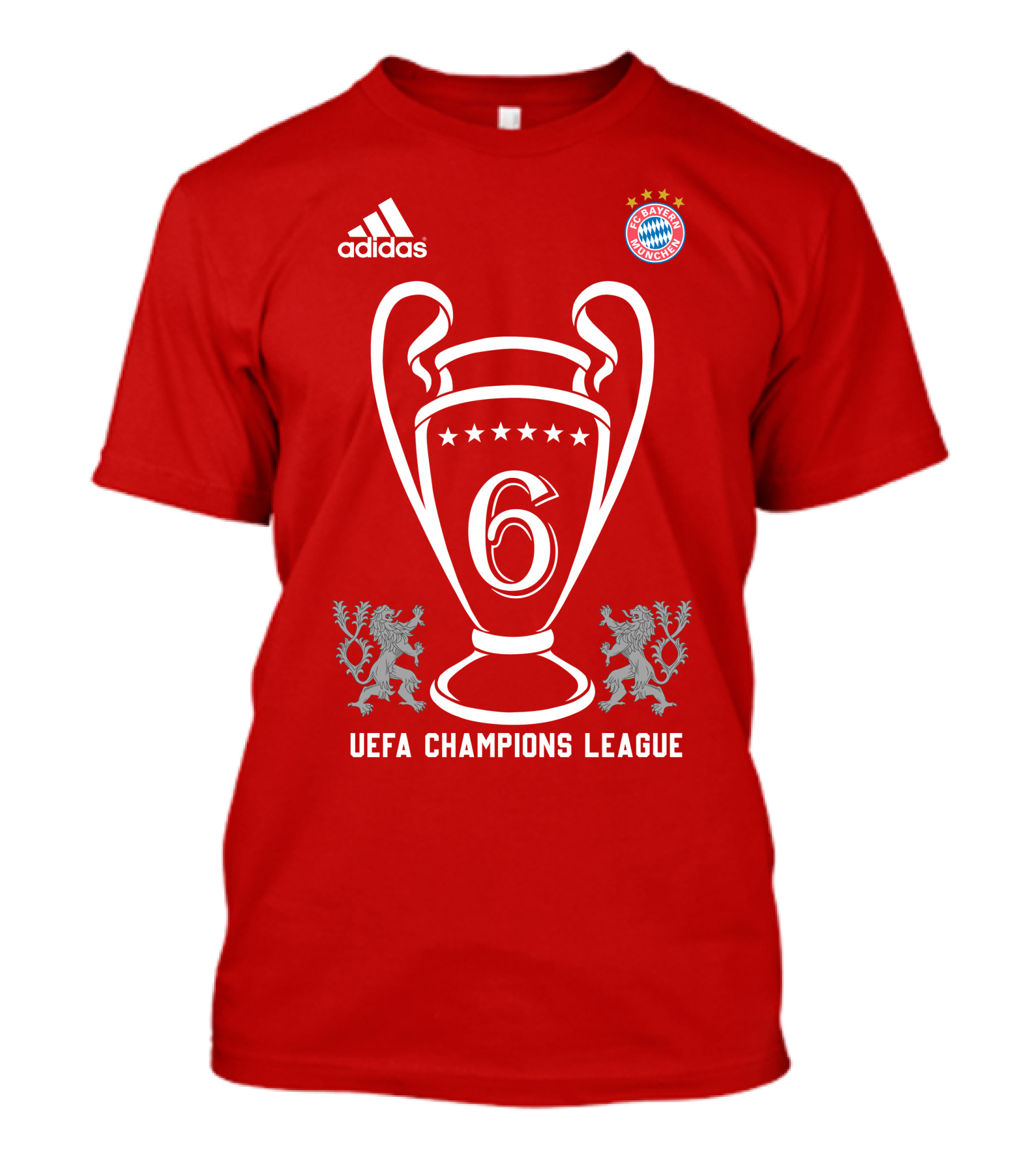 Bayern Munich UEFA Champions League Trophy Six Stars T-Shirt