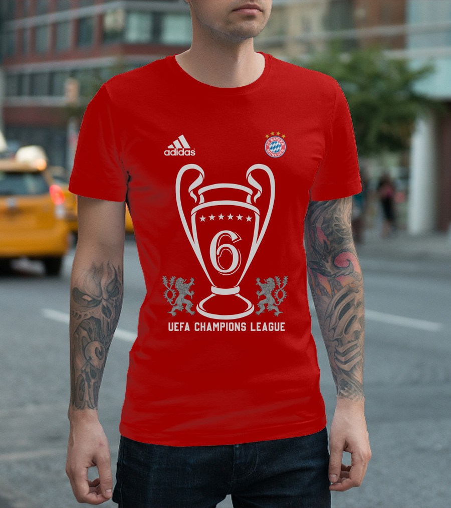 Bayern Munich UEFA Champions League Trophy Six Stars T-Shirt