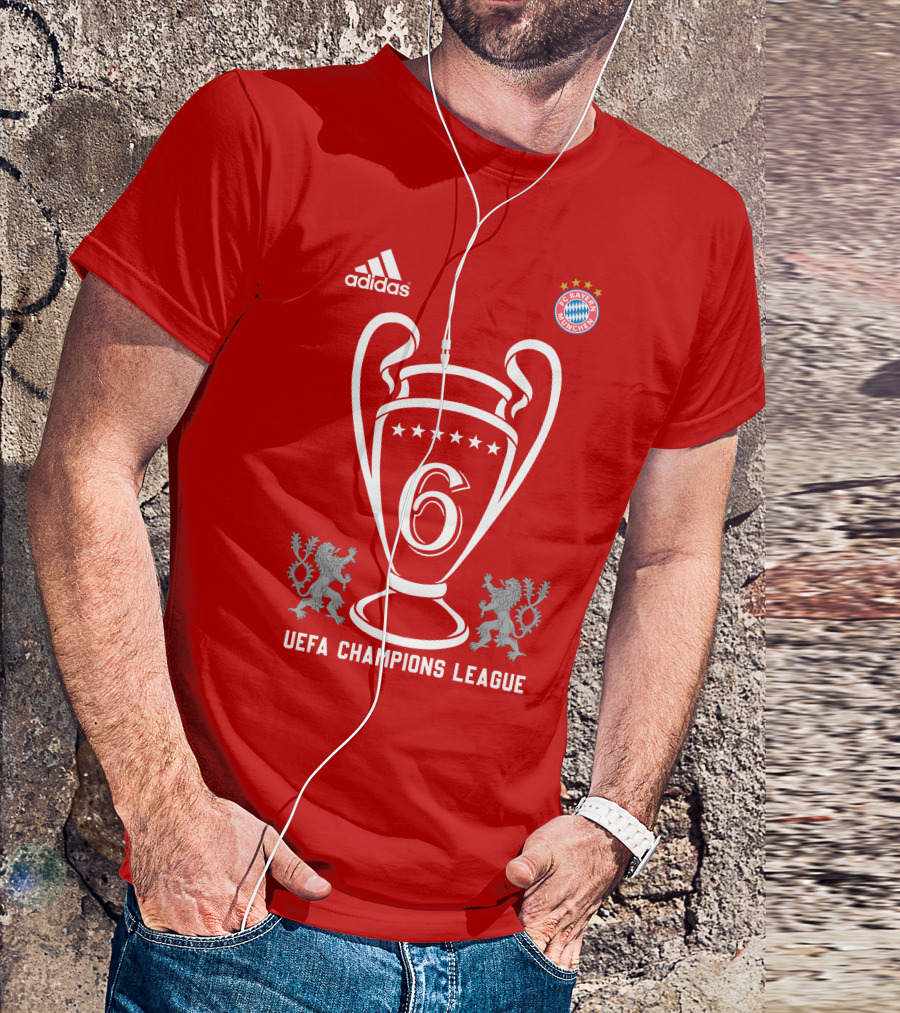 Bayern Munich UEFA Champions League Trophy Six Stars T-Shirt