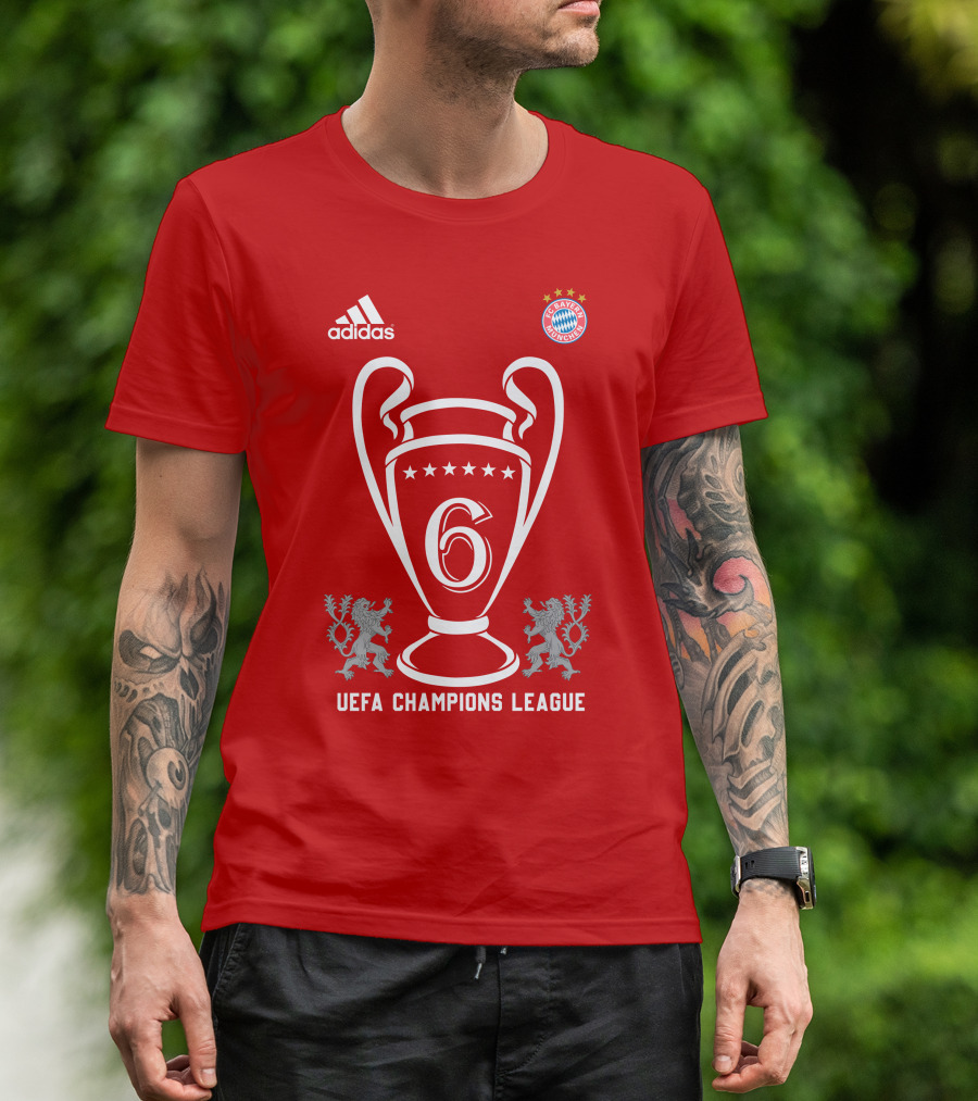 Bayern Munich UEFA Champions League Trophy Six Stars T-Shirt