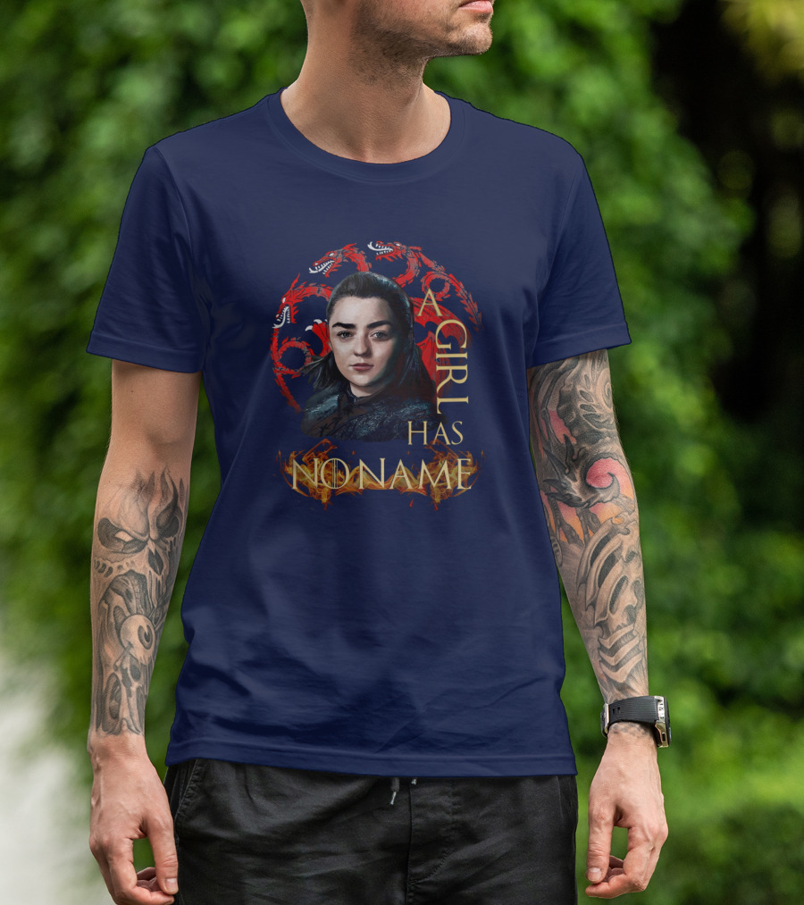 Arya Stark A Girl Has No Name Dragon Symbol Background T-Shirt