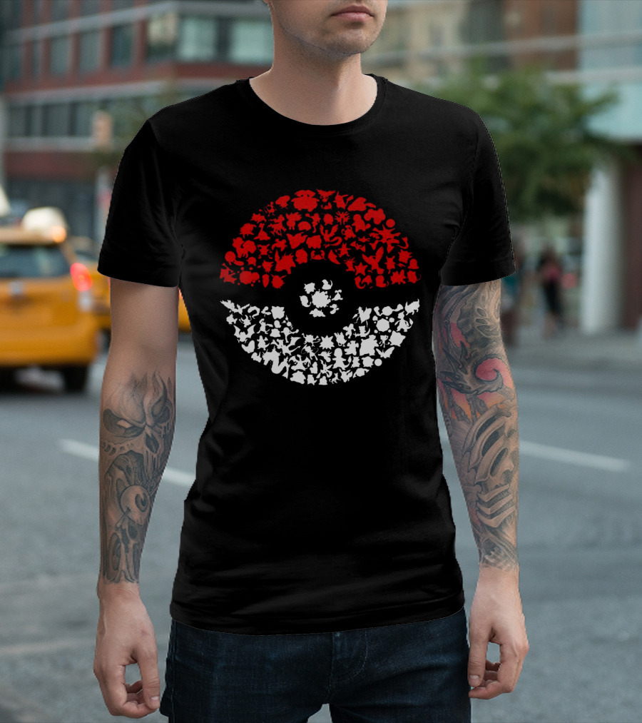 PokEmon 146A PokE Ball Design with Red and White T-Shirt