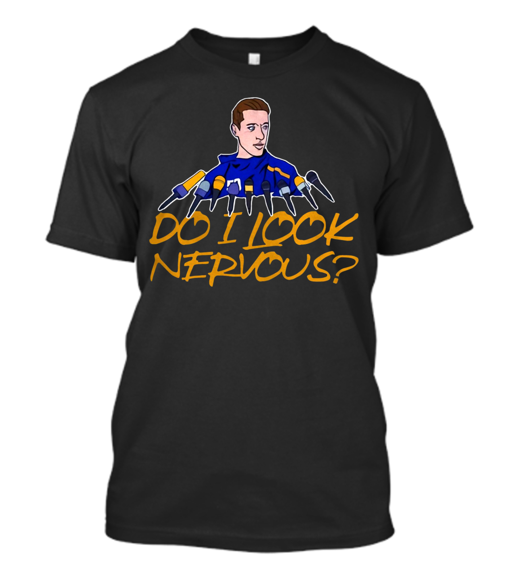Jordan Binnington Do I Look Nervous Hockey Microphones T-Shirt