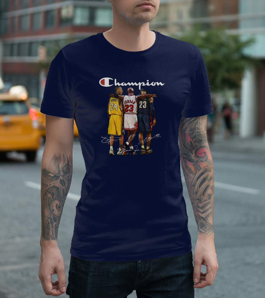 Champion Kobe Bryant Michael Jordan LeBron James Basketball Legends T-Shirt