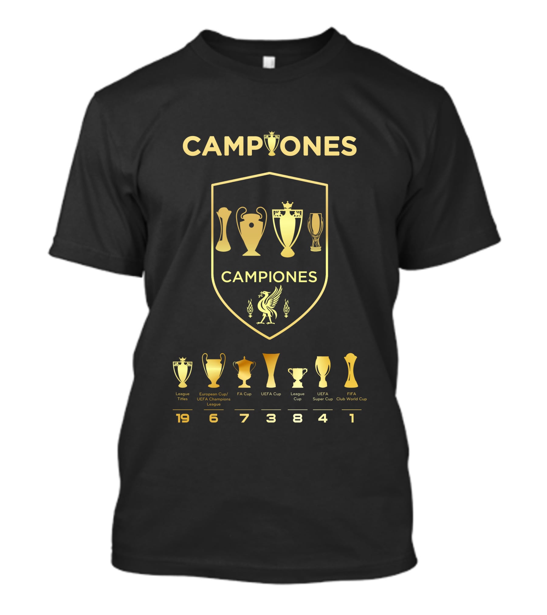 Liverpool Campiones Trophy Achievements European Cup FA League Titles T-Shirt