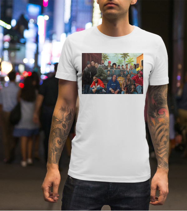WCHH Hip Hop Legends Collage Icons In Urban Street Scene T-Shirt