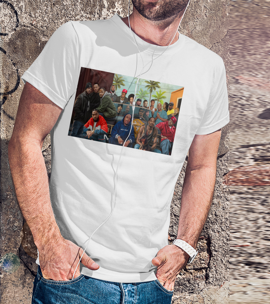 WCHH Hip Hop Legends Collage Icons In Urban Street Scene T-Shirt