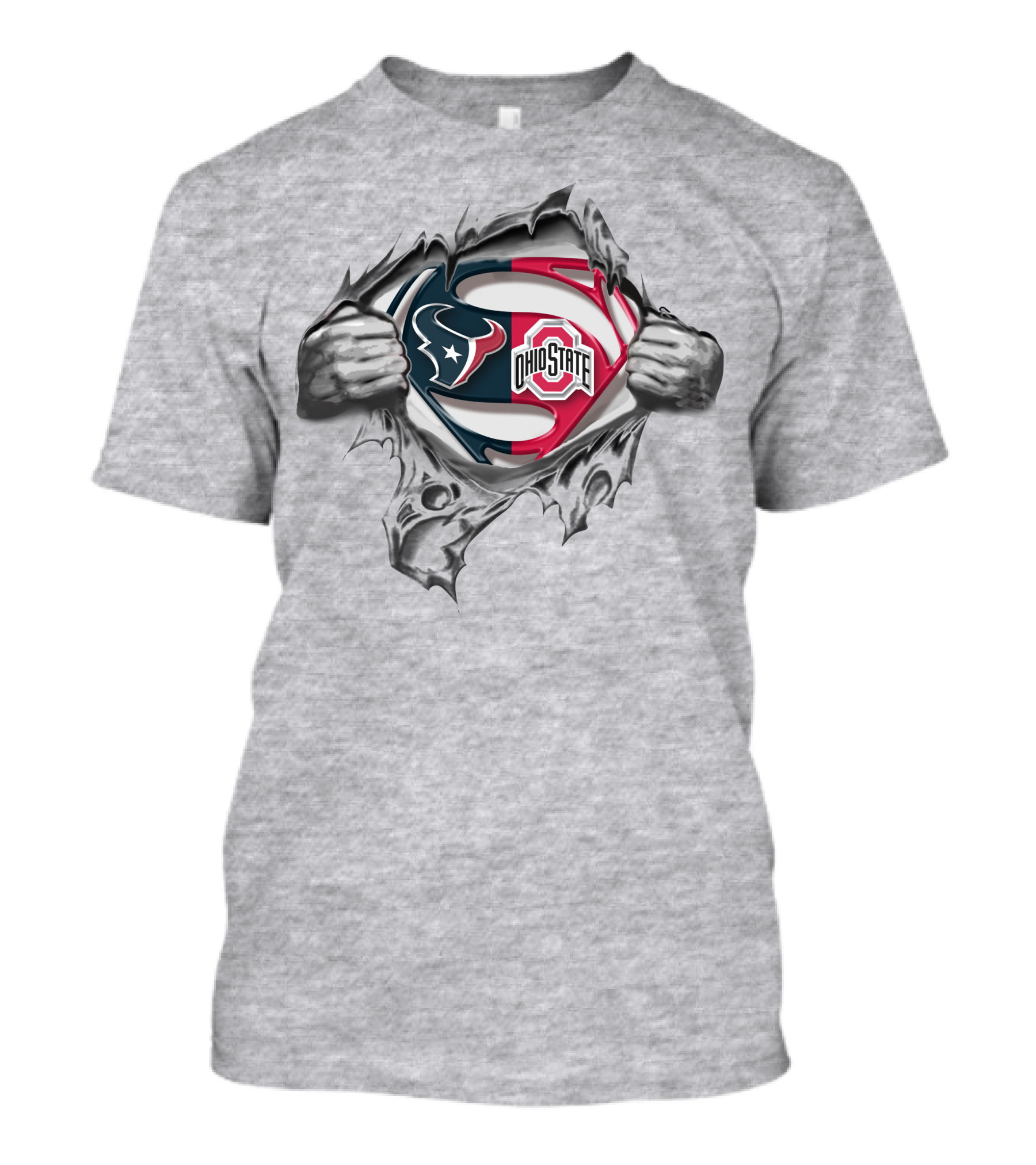 Houston Texans Ohio State Buckeyes Superman Logo Rip T-Shirt