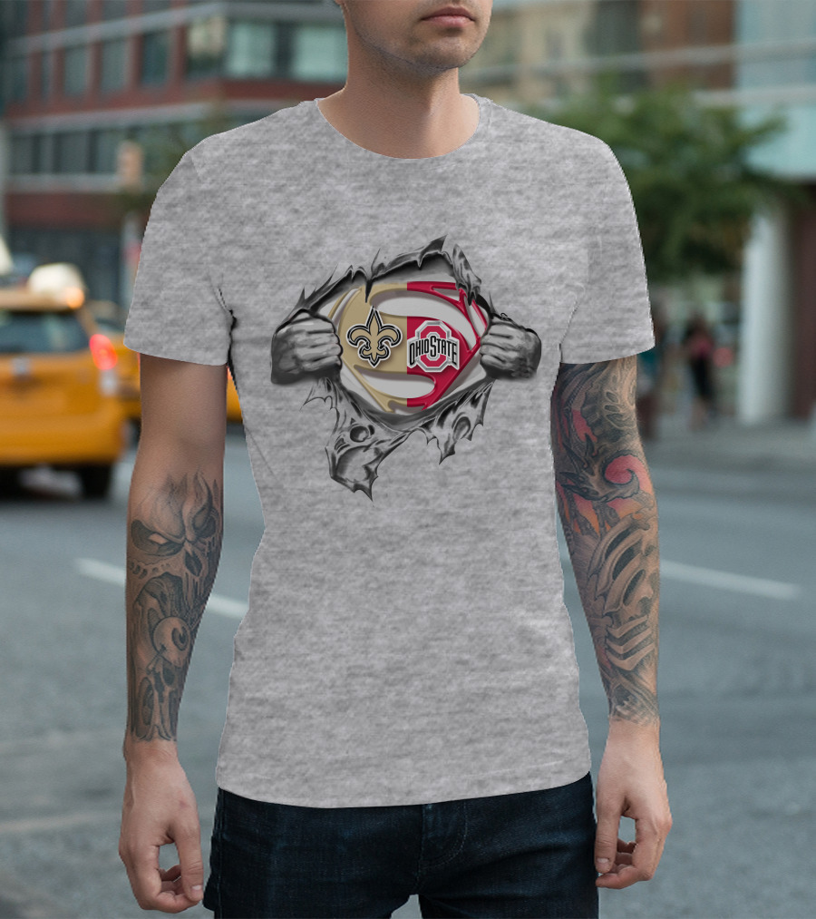 New Orleans Saints Ohio State Buckeyes Super Man T-Shirt