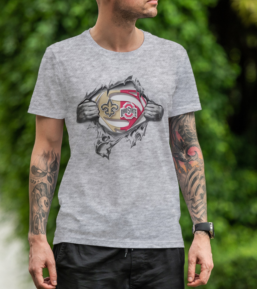New Orleans Saints Ohio State Buckeyes Super Man T-Shirt
