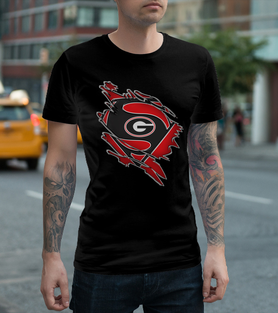 Georgia Bulldogs Superman Logo Fusion T-Shirt