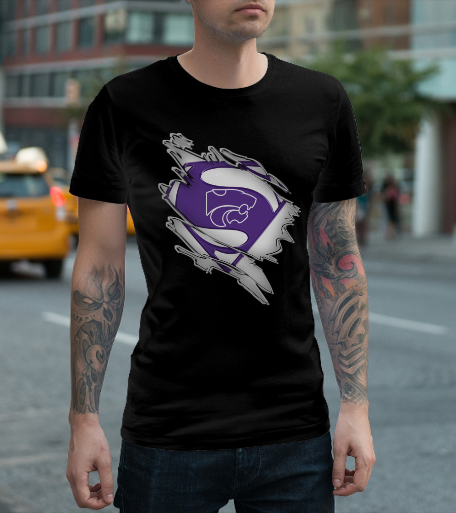Kansas State Wildcats Superman Logo Scratch Effect T-Shirt