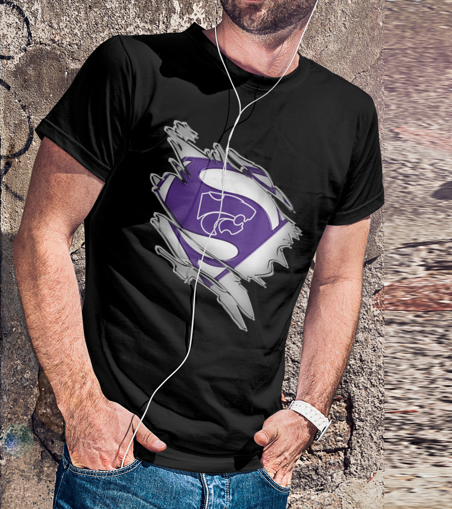 Kansas State Wildcats Superman Logo Scratch Effect T-Shirt
