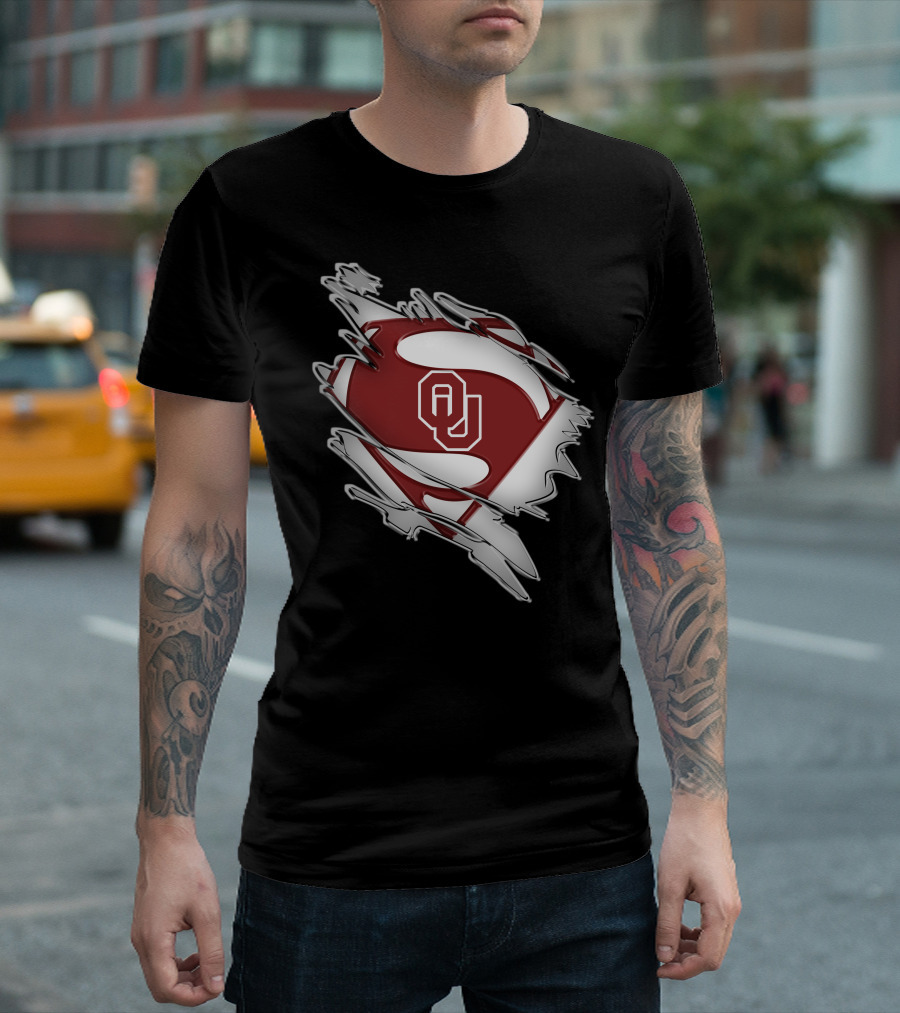 Oklahoma Sooners Superman OU Logo Emblem T-Shirt