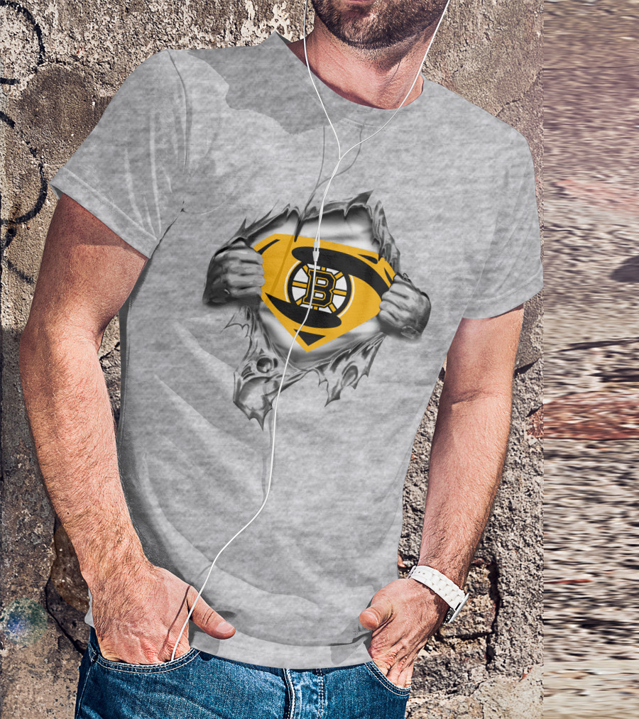 Boston Bruins Superman Logo Reveal T-Shirt