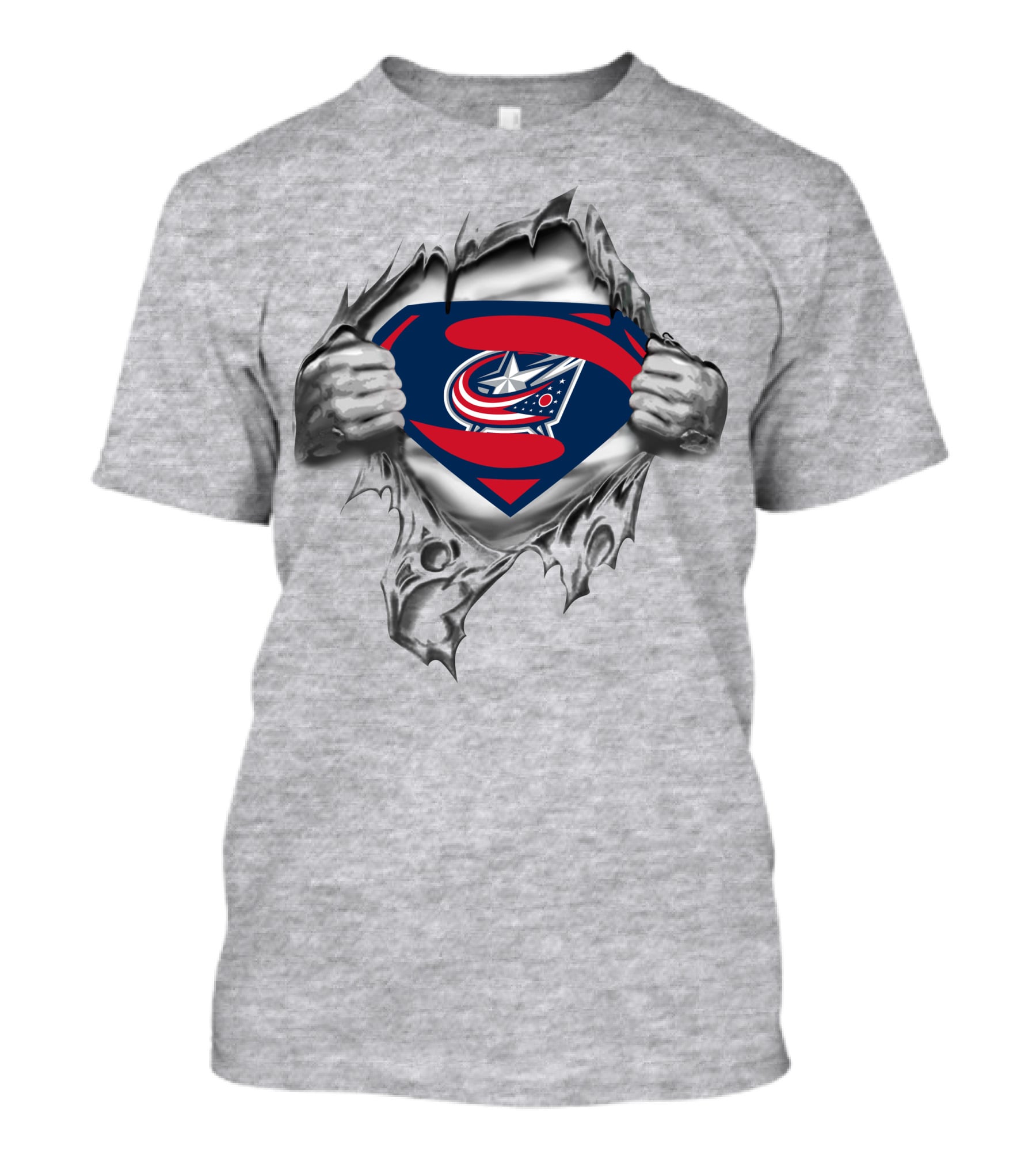 Columbus Blue Jackets Superman Logo Tear Revealed T-Shirt