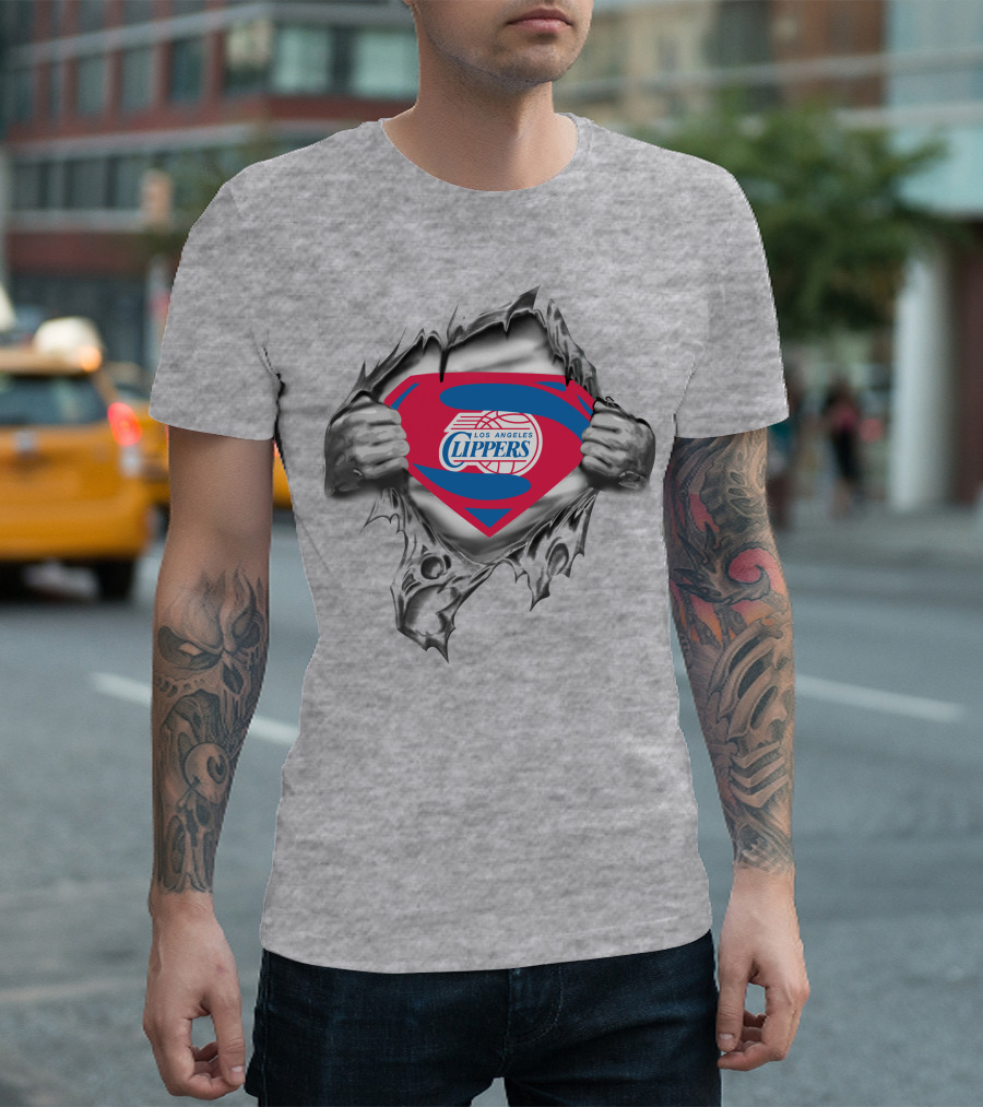 Los Angeles Clippers Superman Logo Burst Open T-Shirt