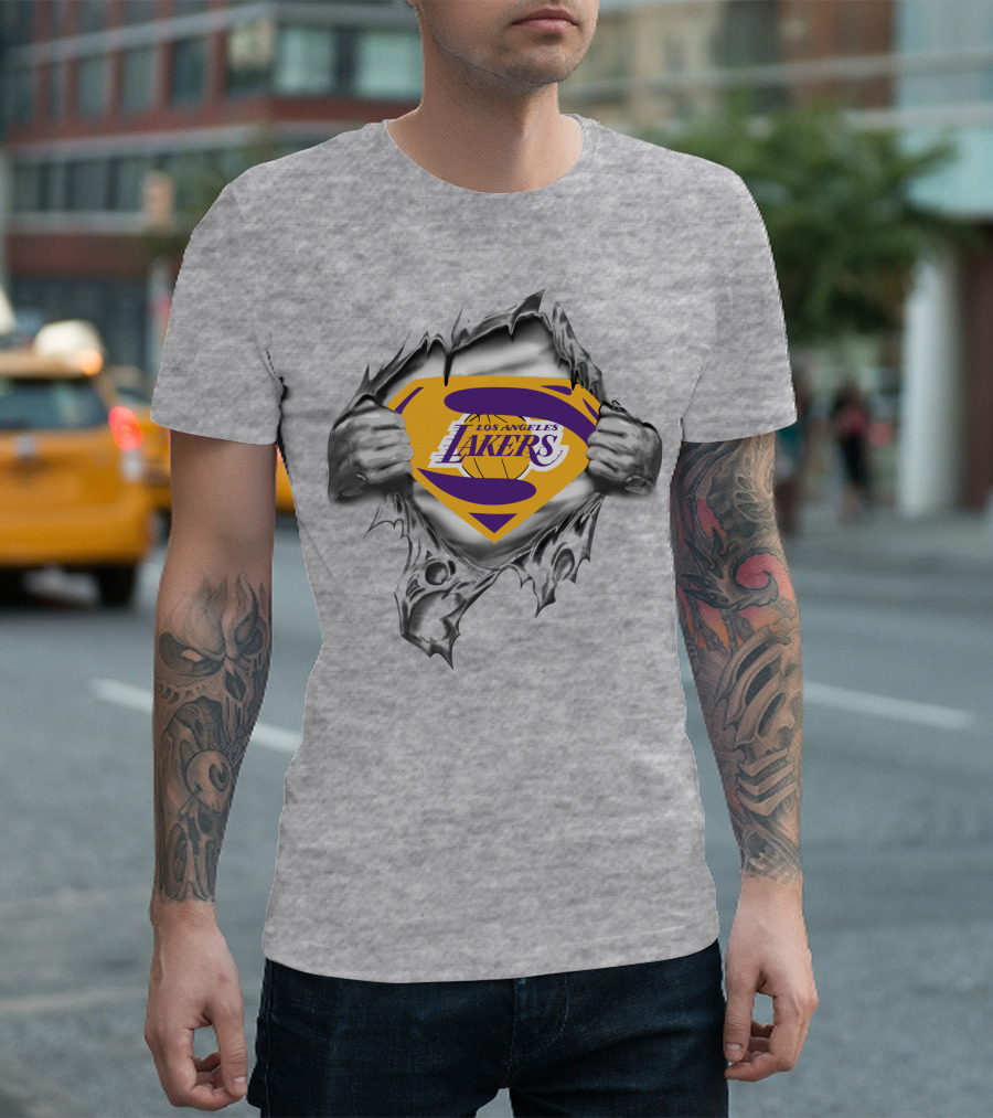 Los Angeles Lakers Superman Logo Tear T-Shirt