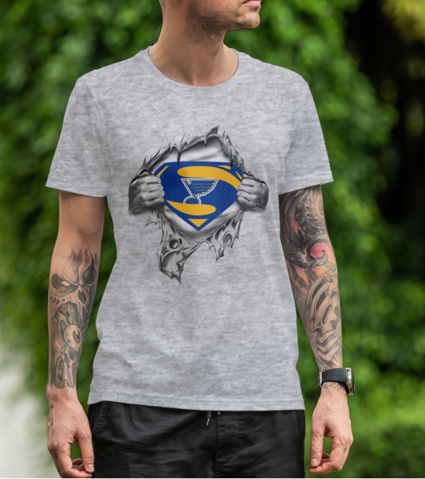 St Louis Blues Superman Emblem Tear T-Shirt
