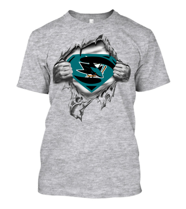San Jose Sharks Superman Logo Rip T-Shirt
