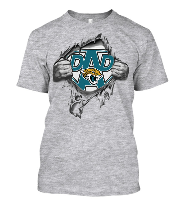 Super Dad Jacksonville Jaguars Fan Logo With Claw Tear Effect T-Shirt