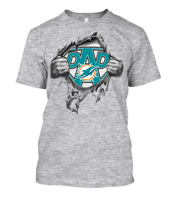 Super Dad Miami Dolphins Logo Torn Reveal T-Shirt
