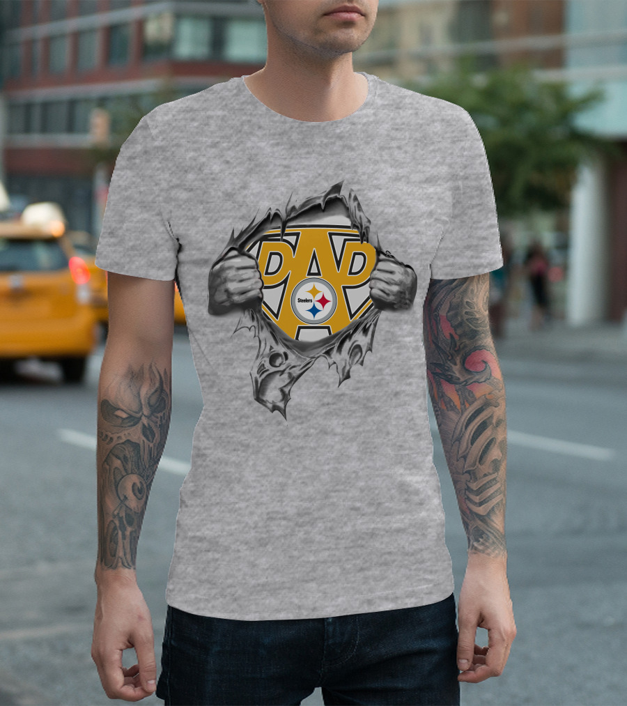 Super Dad Pittsburgh Steelers Logo Shield Rip T-Shirt