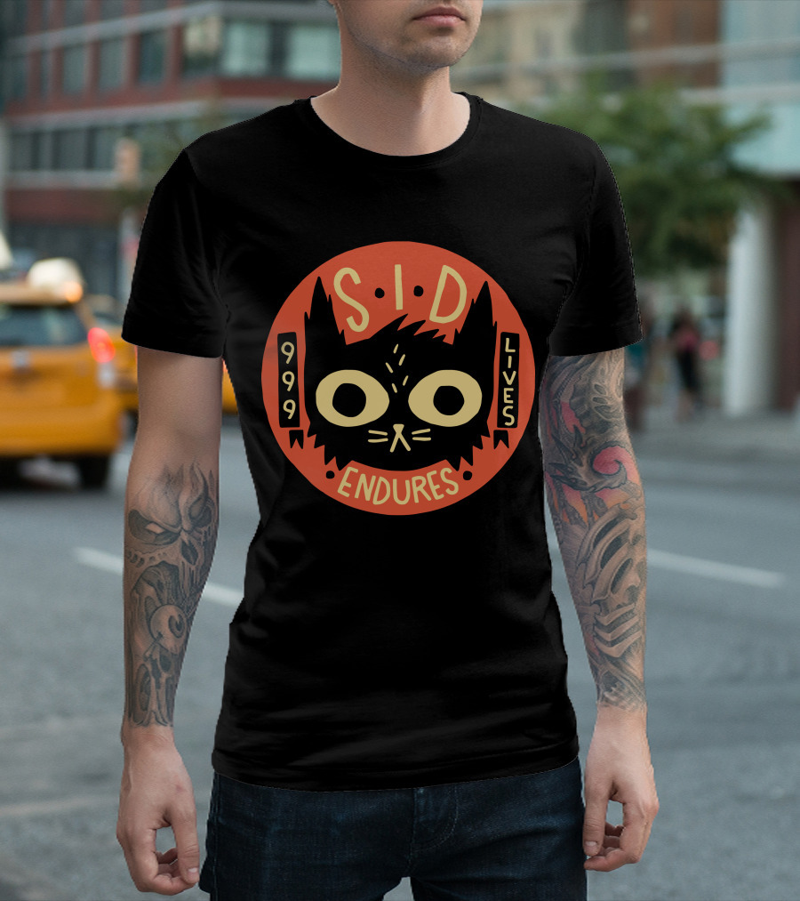 Sid Endures 999 Lives Cat Emblem T-Shirt
