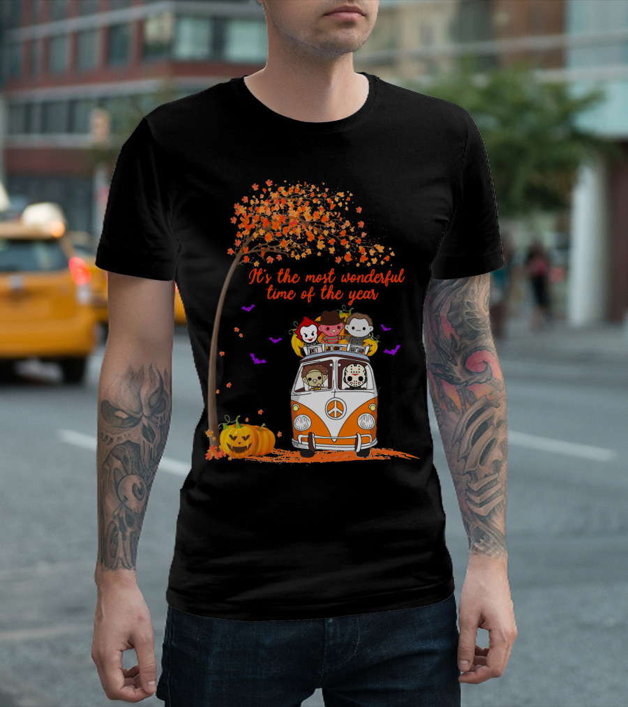 Horror Characters Halloween Road Trip Most Wonderful Time Of The Year T-Shirt