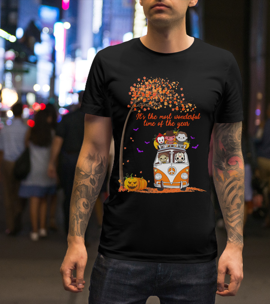 Horror Characters Halloween Road Trip Most Wonderful Time Of The Year T-Shirt