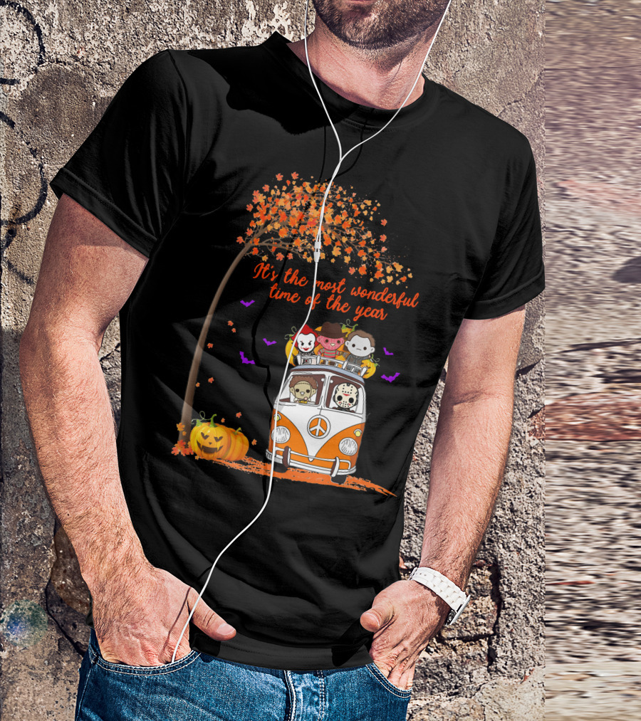 Horror Characters Halloween Road Trip Most Wonderful Time Of The Year T-Shirt