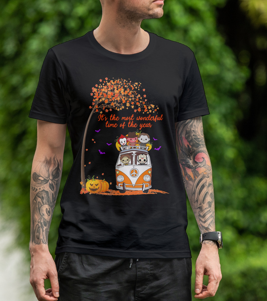 Horror Characters Halloween Road Trip Most Wonderful Time Of The Year T-Shirt