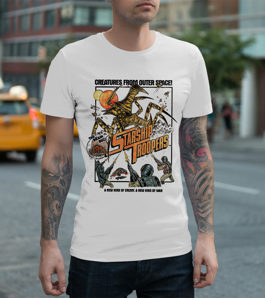 Creatures From Outer Space Starship Troopers Brain Bug A New Kind of Enemy A New Kind of War T-Shirt
