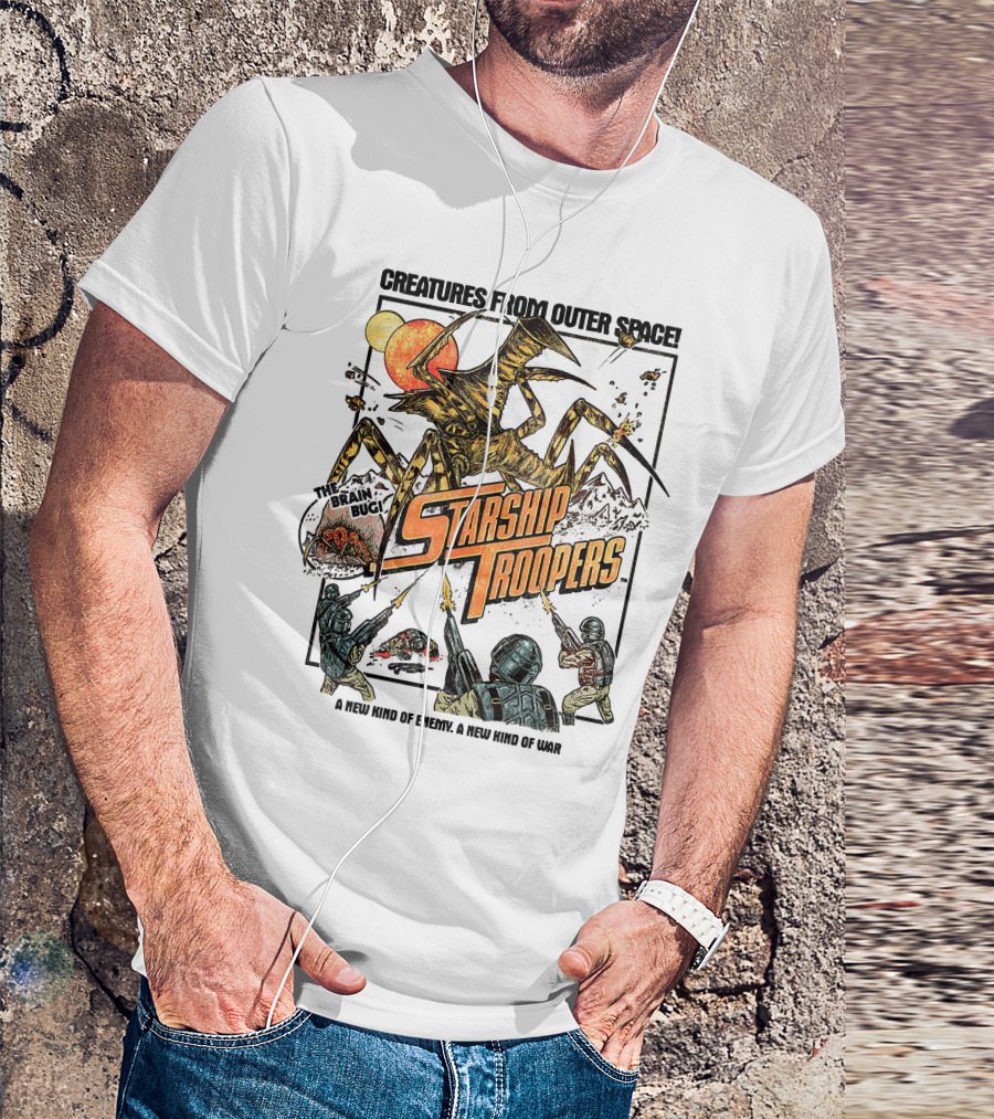 Creatures From Outer Space Starship Troopers Brain Bug A New Kind Of Enemy A New Kind Of War T-Shirt