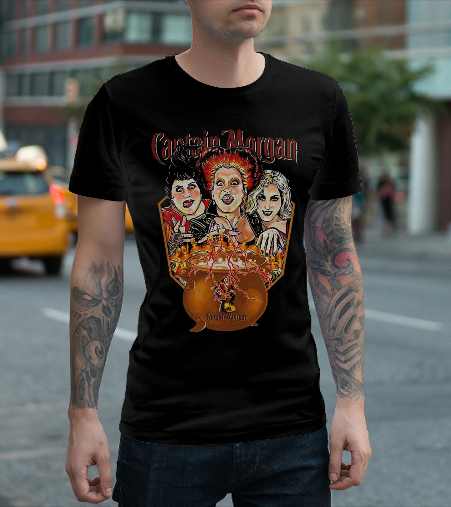 Captain Morgan Halloween Hocus Pocus Witches Cauldron T-Shirt