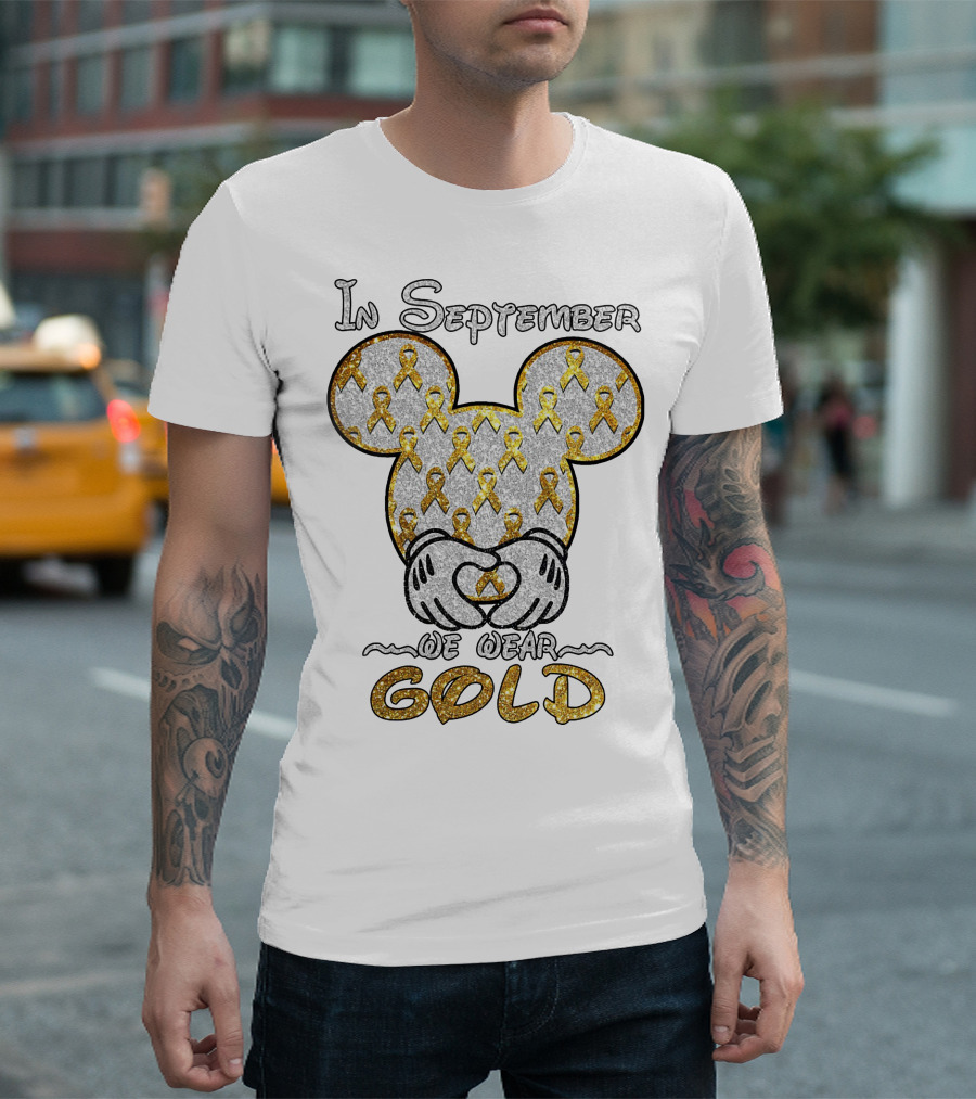 Mickey Mouse In September We Wear Gold Ribbons T-Shirt