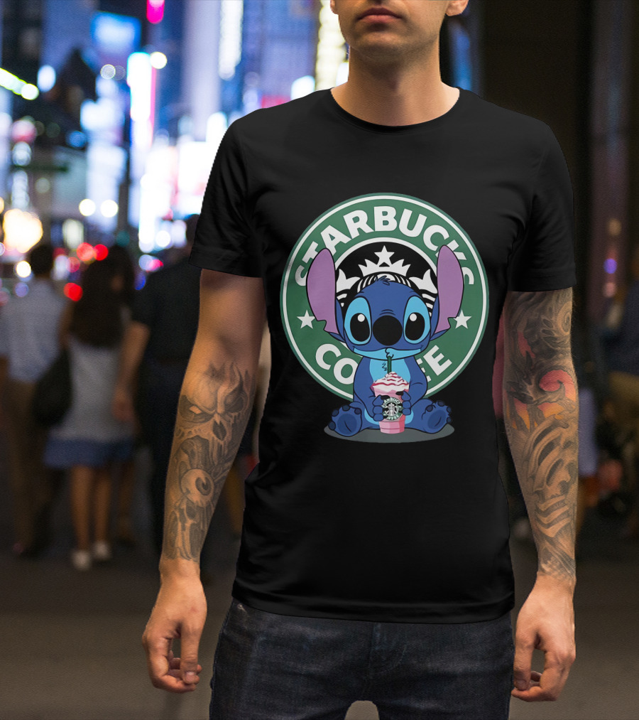 Stitch Drinking Starbucks Coffee T-Shirt