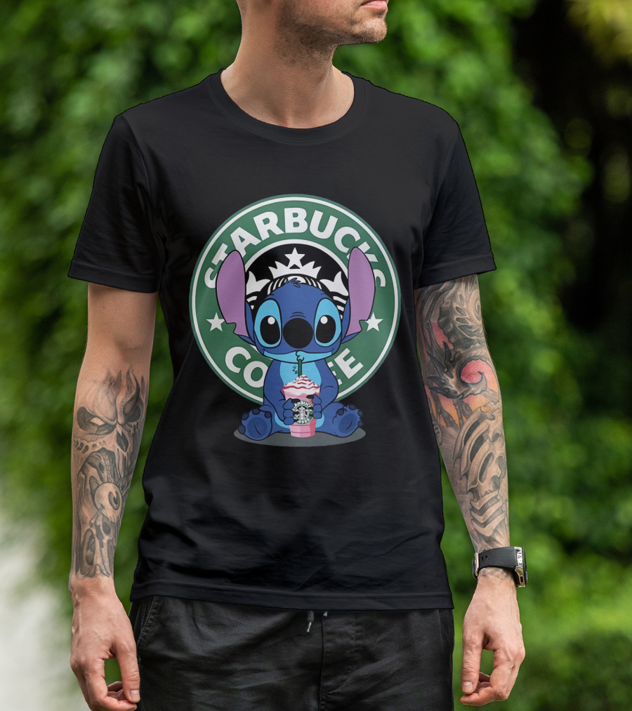 Stitch Drinking Starbucks Coffee T-Shirt