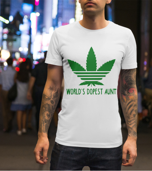 World's Dopest Aunt Marijuana Leaf Stripes T-Shirt
