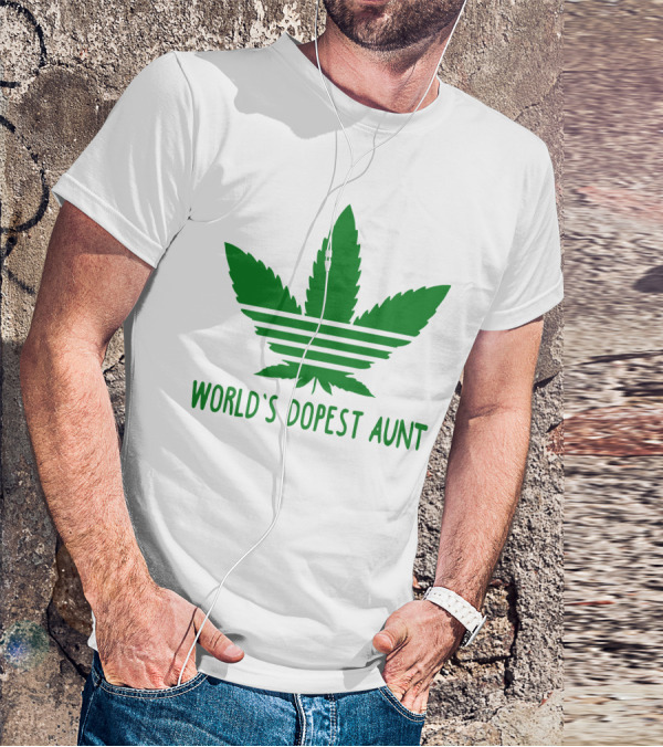 World's Dopest Aunt Marijuana Leaf Stripes T-Shirt