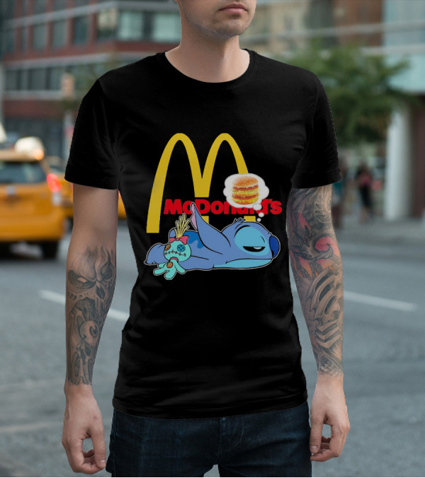 Stitch Sleeping Under McDonald's Golden Arches Dreaming Of Burger T-Shirt