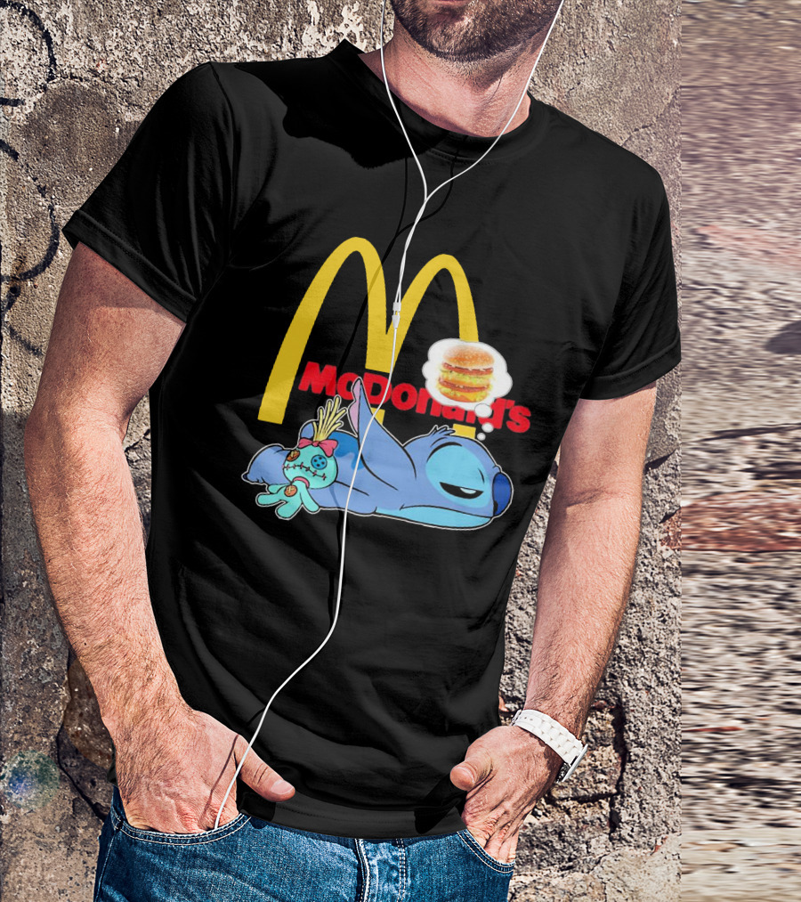 Stitch Sleeping Under McDonald's Golden Arches Dreaming Of Burger T-Shirt